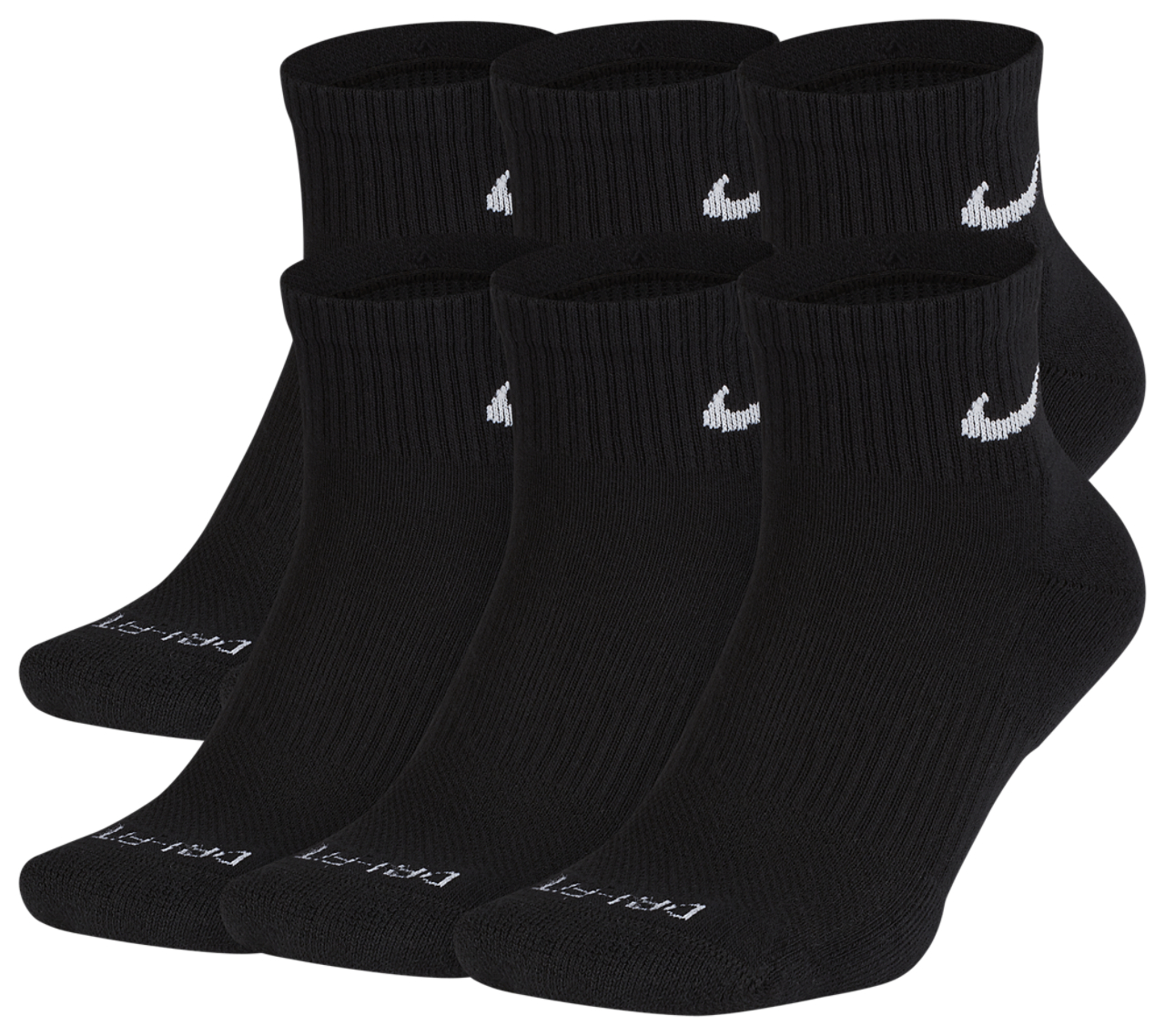 Nike 6 Pack Dri-FIT Plus Quarter Socks Image 1 of 3. Tap to open photo gallery.