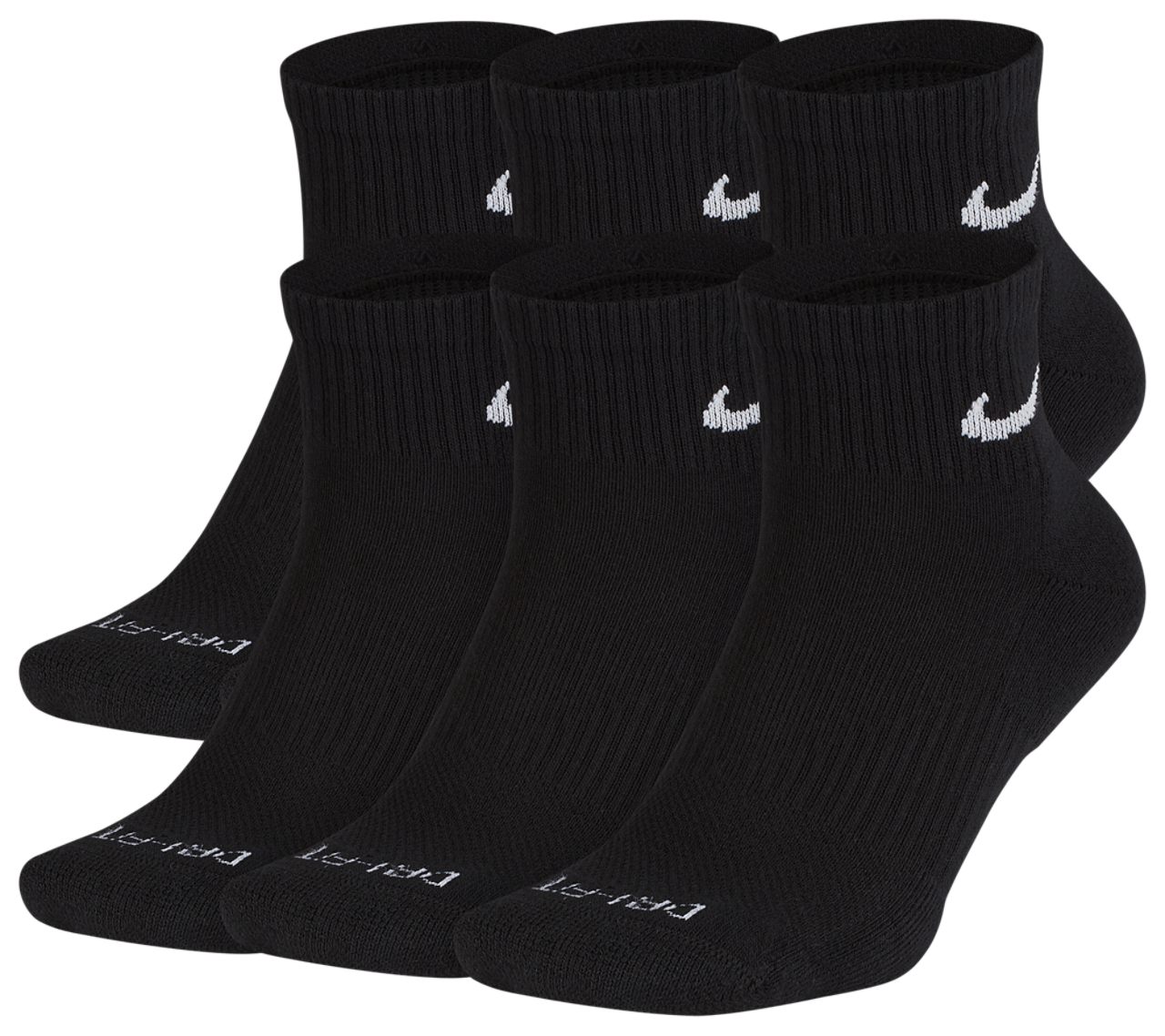 Nike 6 Pack Dri-FIT Plus Quarter Socks Image 1 of 3. Tap to open photo gallery.