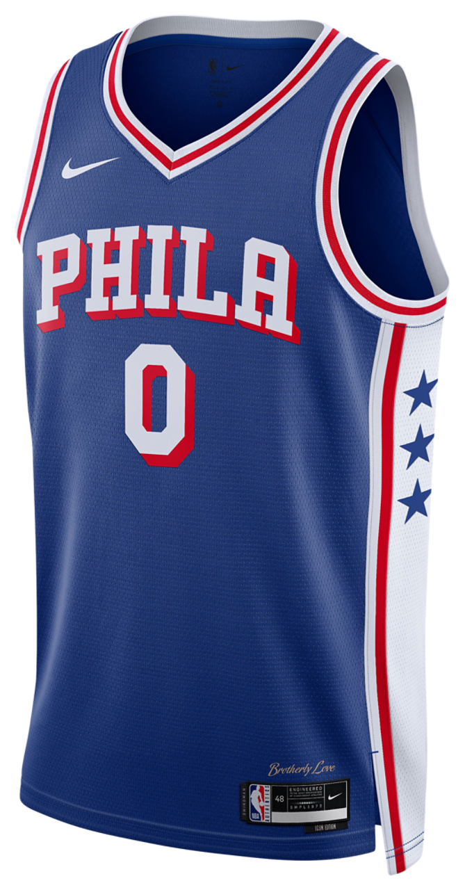 Nike 76ers 2023/24 Icon Edition Jersey Image 1 of 2. Tap to open photo gallery.