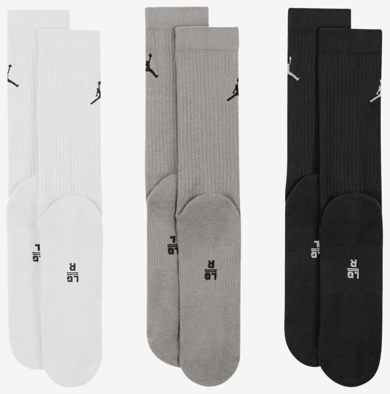 Jordan Every Day Cushioned Crew 3 Pack Socks Image 2 of 2. Tap to open photo gallery.