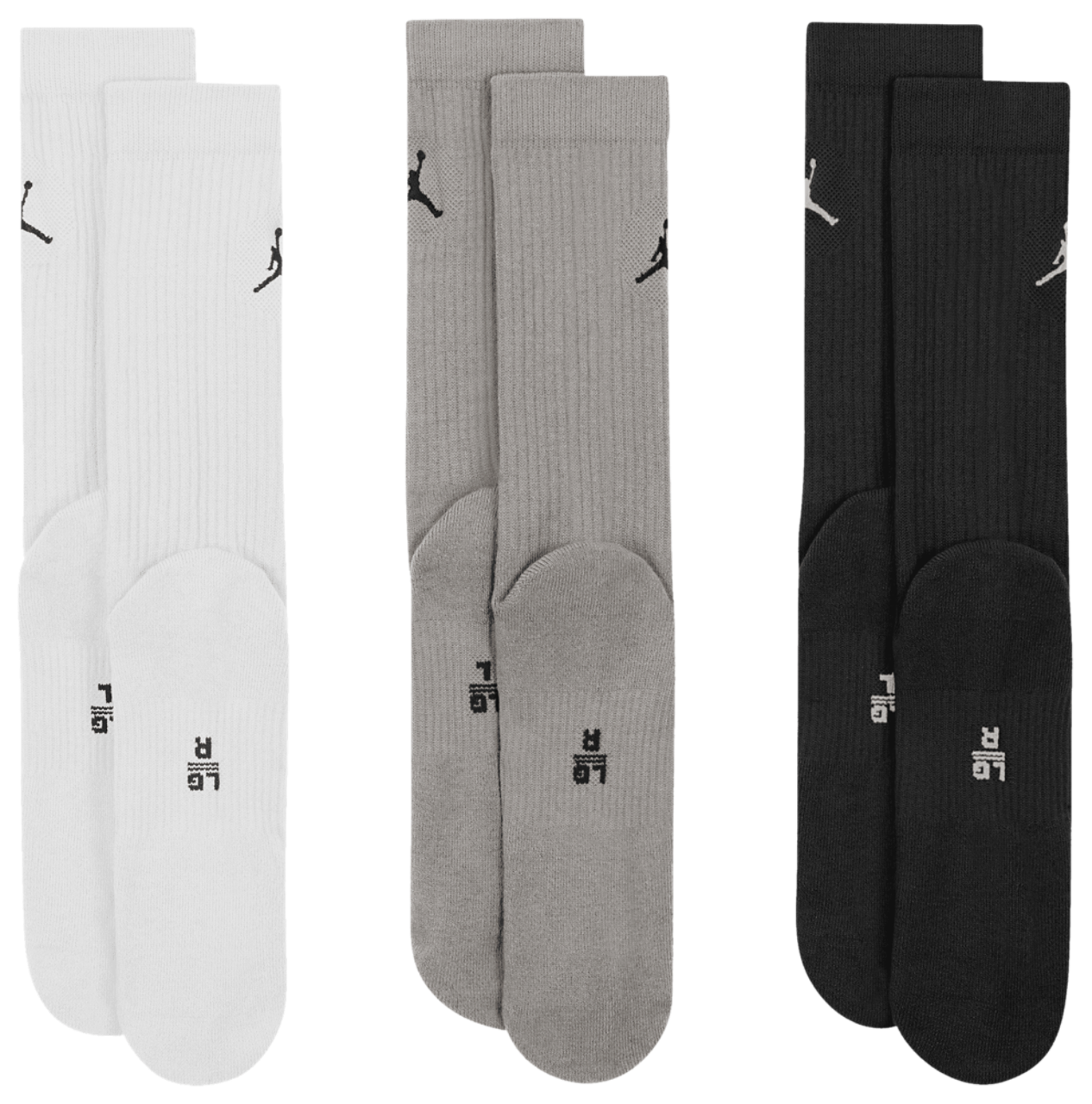 Jordan Every Day Cushioned Crew 3 Pack Socks Image 2 of 2. Tap to open photo gallery.