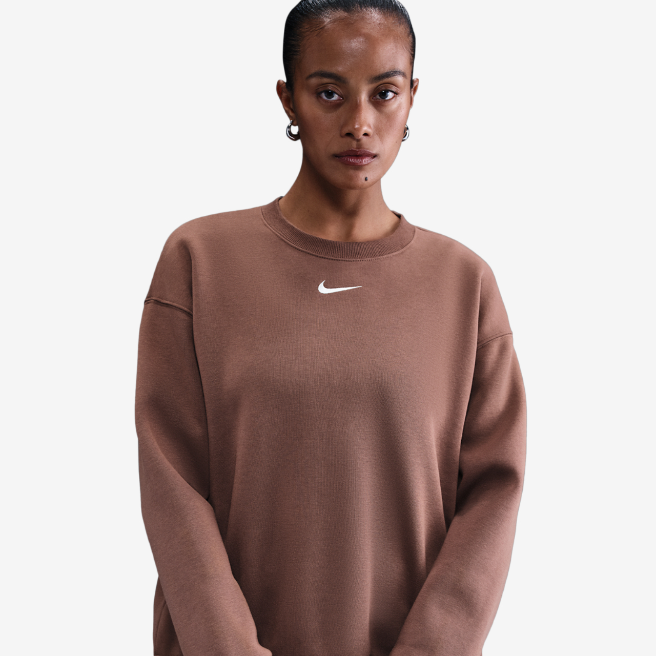 Nike NSW Phoenix Fleece OS Long Crew Image 1 of 4. Tap to open photo gallery.