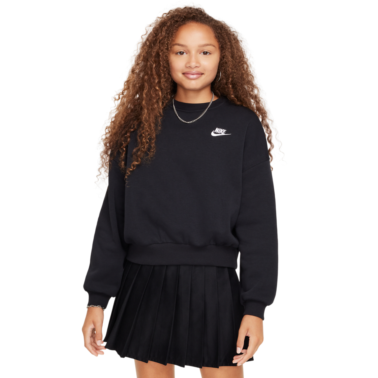 Nike NSW Club Fleece Boxy Crew LBR Image 1 of 4. Tap to open photo gallery.