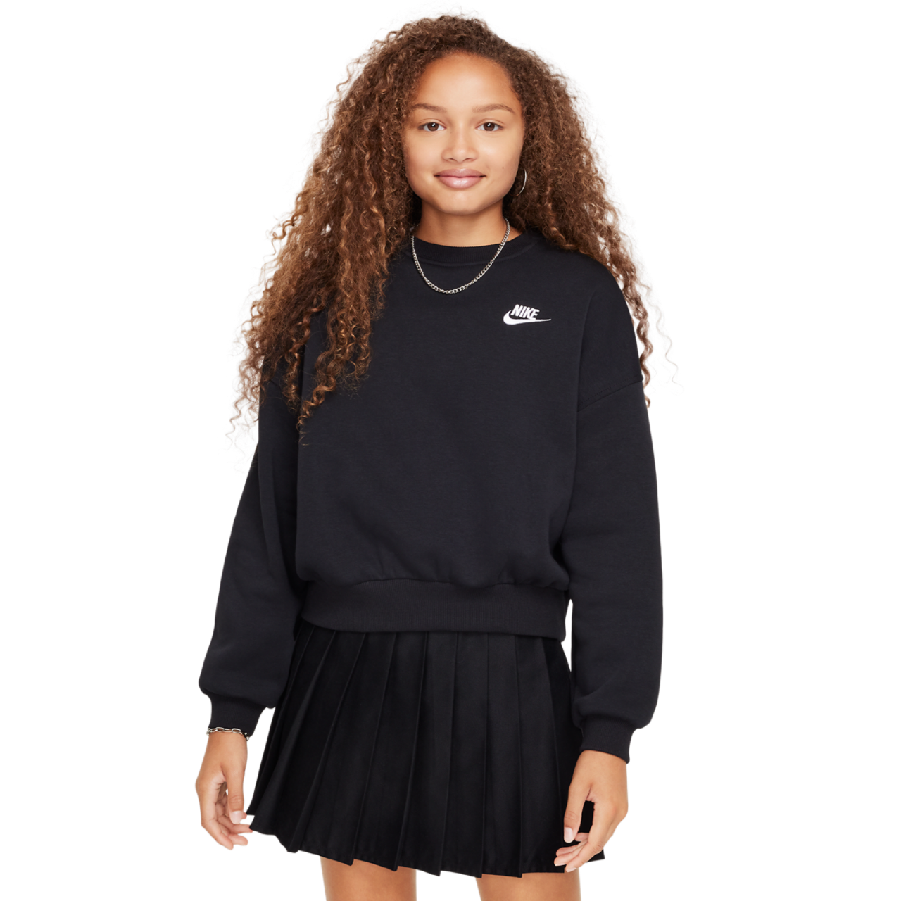 Nike NSW Club Fleece Boxy Crew LBR Image 1 of 4. Tap to open photo gallery.