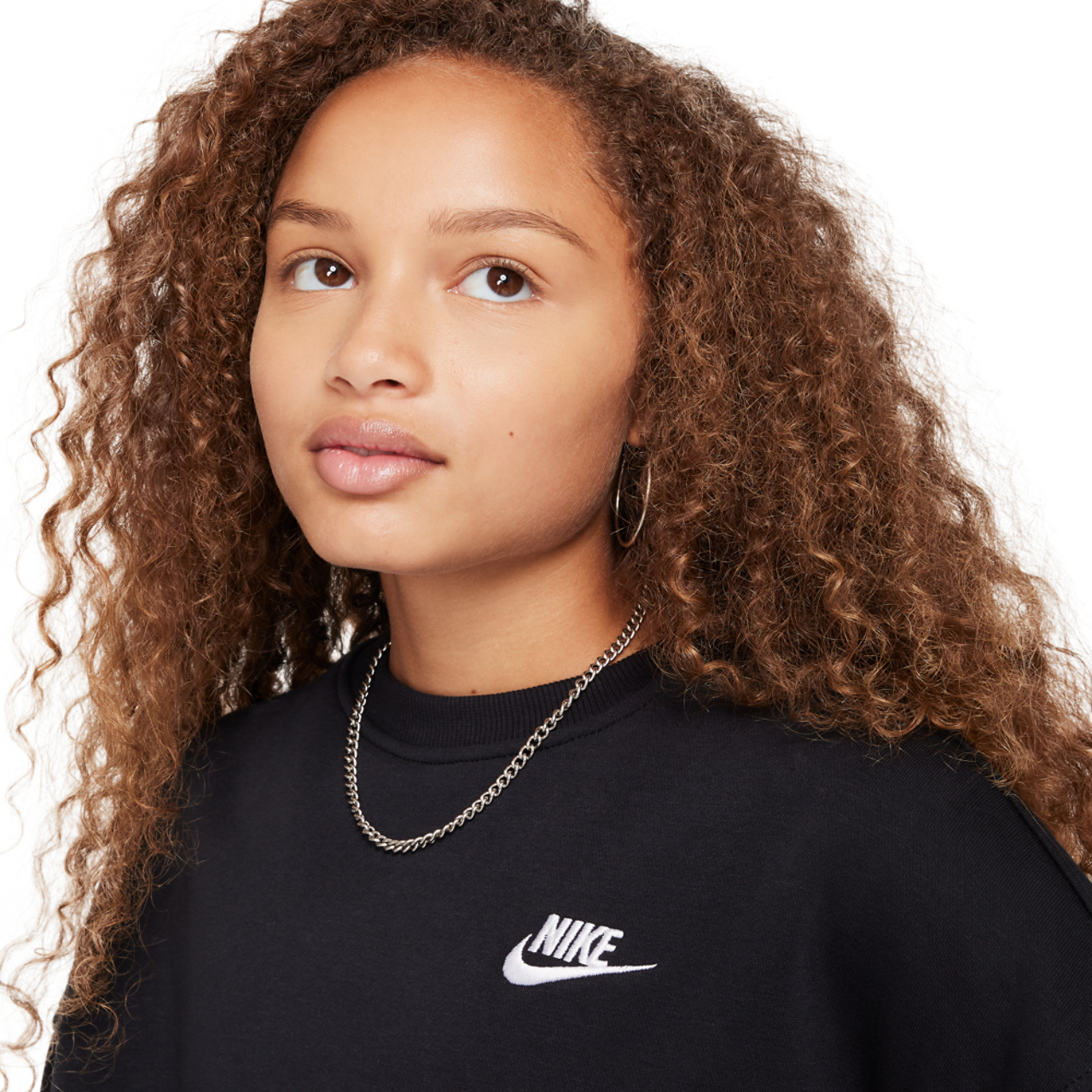 Nike NSW Club Fleece Boxy Crew LBR Image 3 of 4. Tap to open photo gallery.