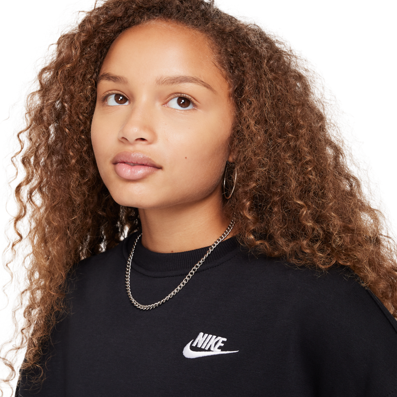Nike NSW Club Fleece Boxy Crew LBR Image 3 of 4. Tap to open photo gallery.