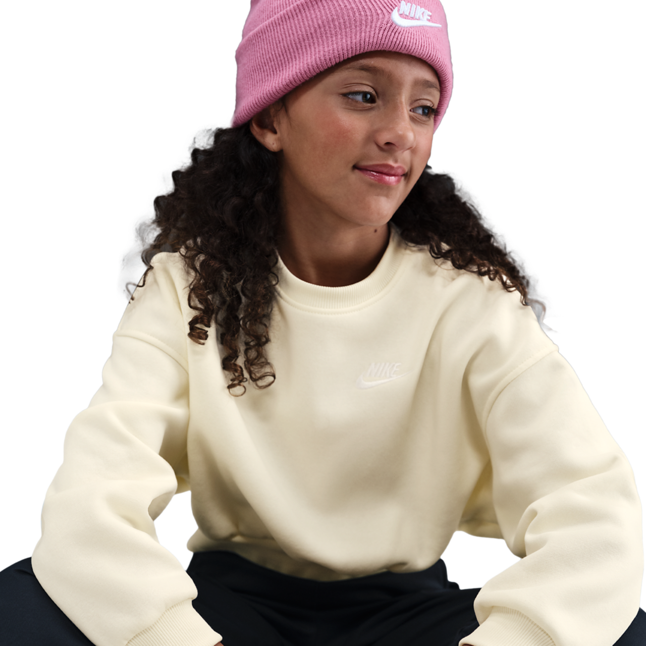 Nike NSW Club Fleece Boxy Crew LBR Image 1 of 4. Tap to open photo gallery.