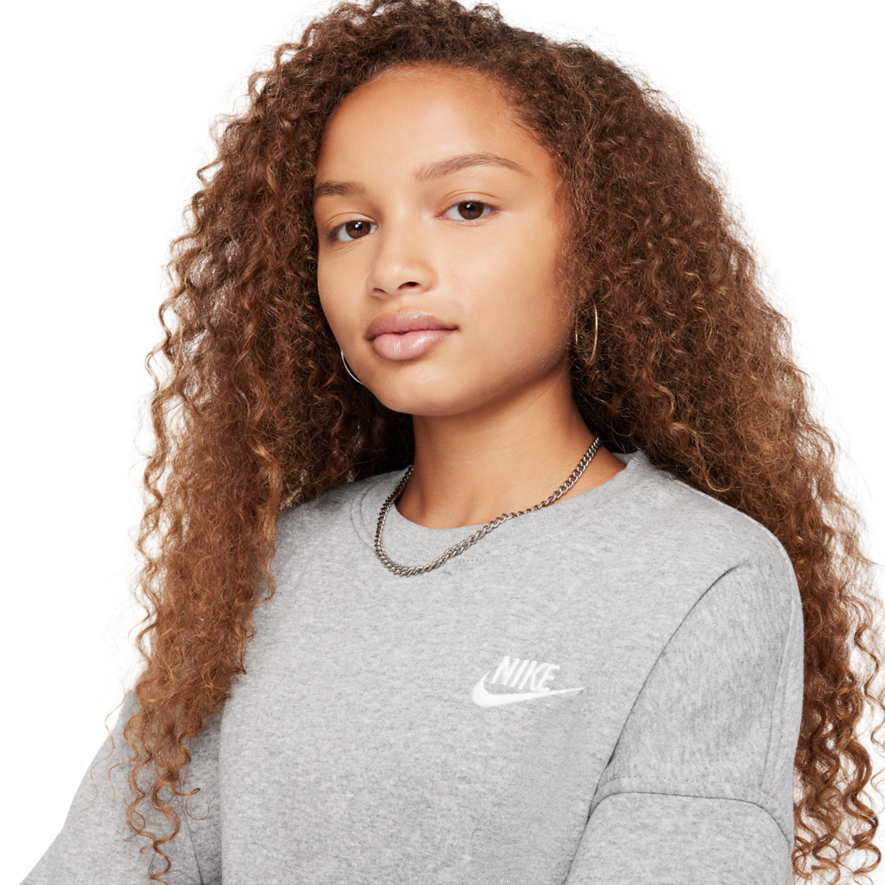 Nike NSW Club Fleece Boxy Crew LBR Image 3 of 4. Tap to open photo gallery.