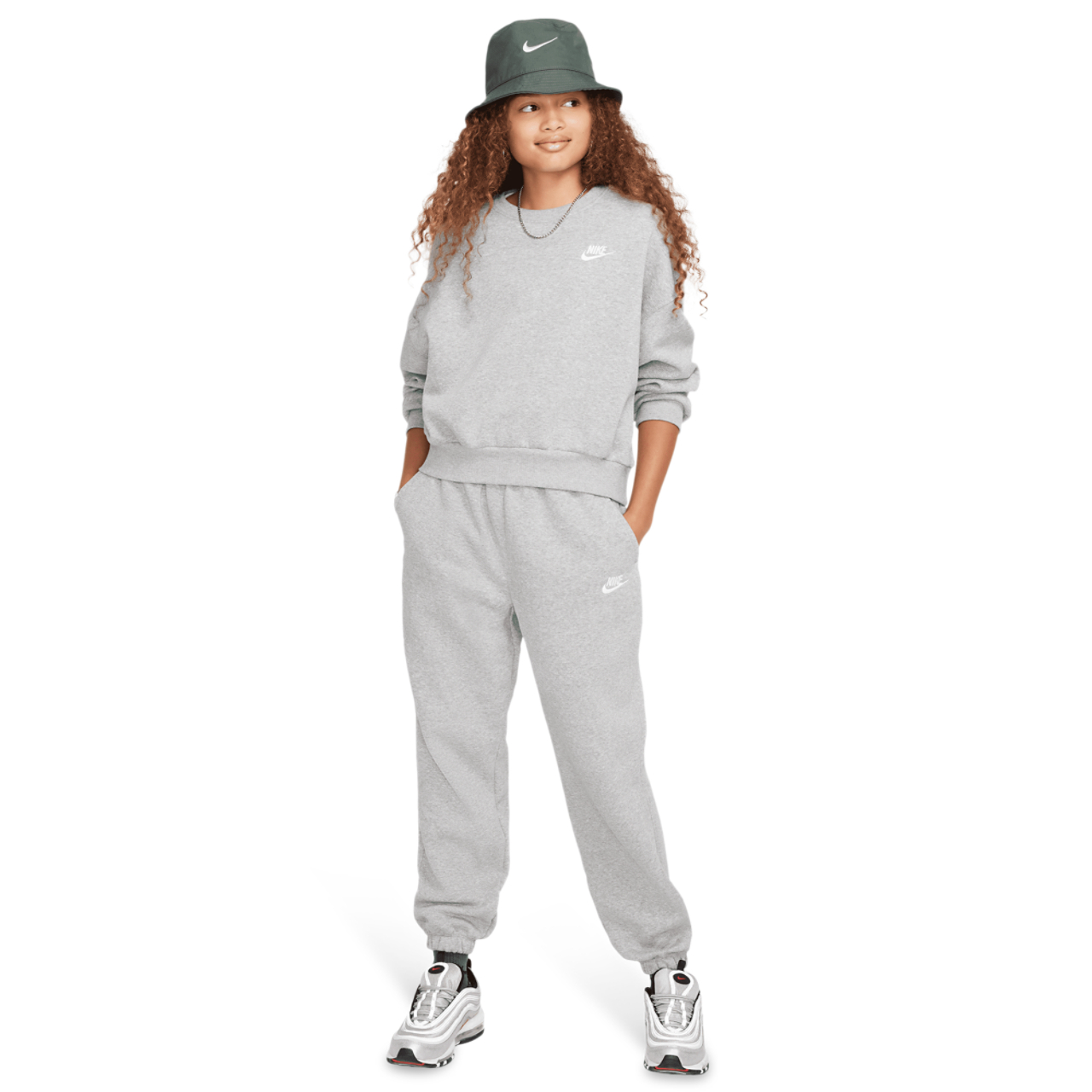 Nike NSW Club Fleece Boxy Crew LBR Image 4 of 4. Tap to open photo gallery.