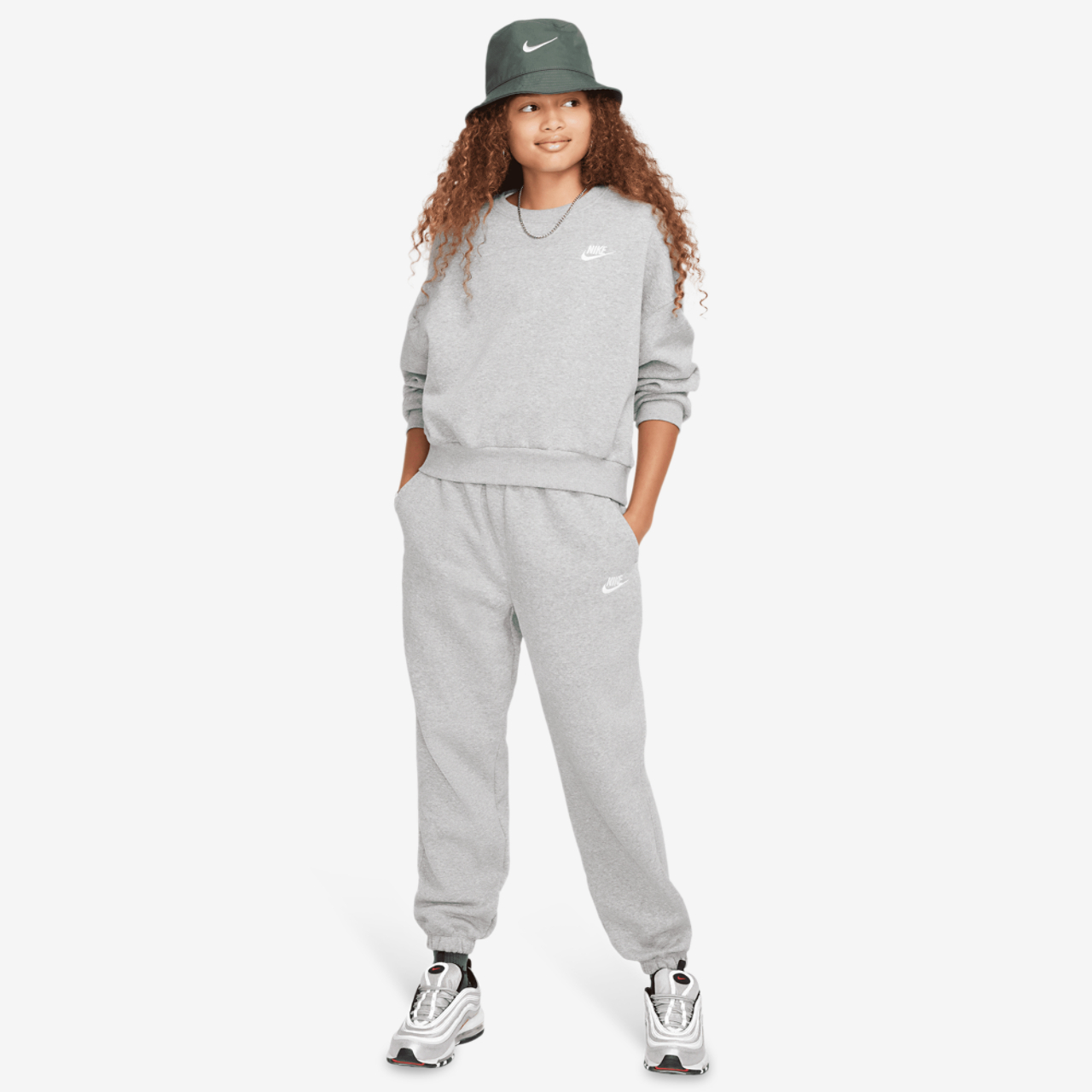 Nike NSW Club Fleece Boxy Crew LBR Image 4 of 4. Tap to open photo gallery.