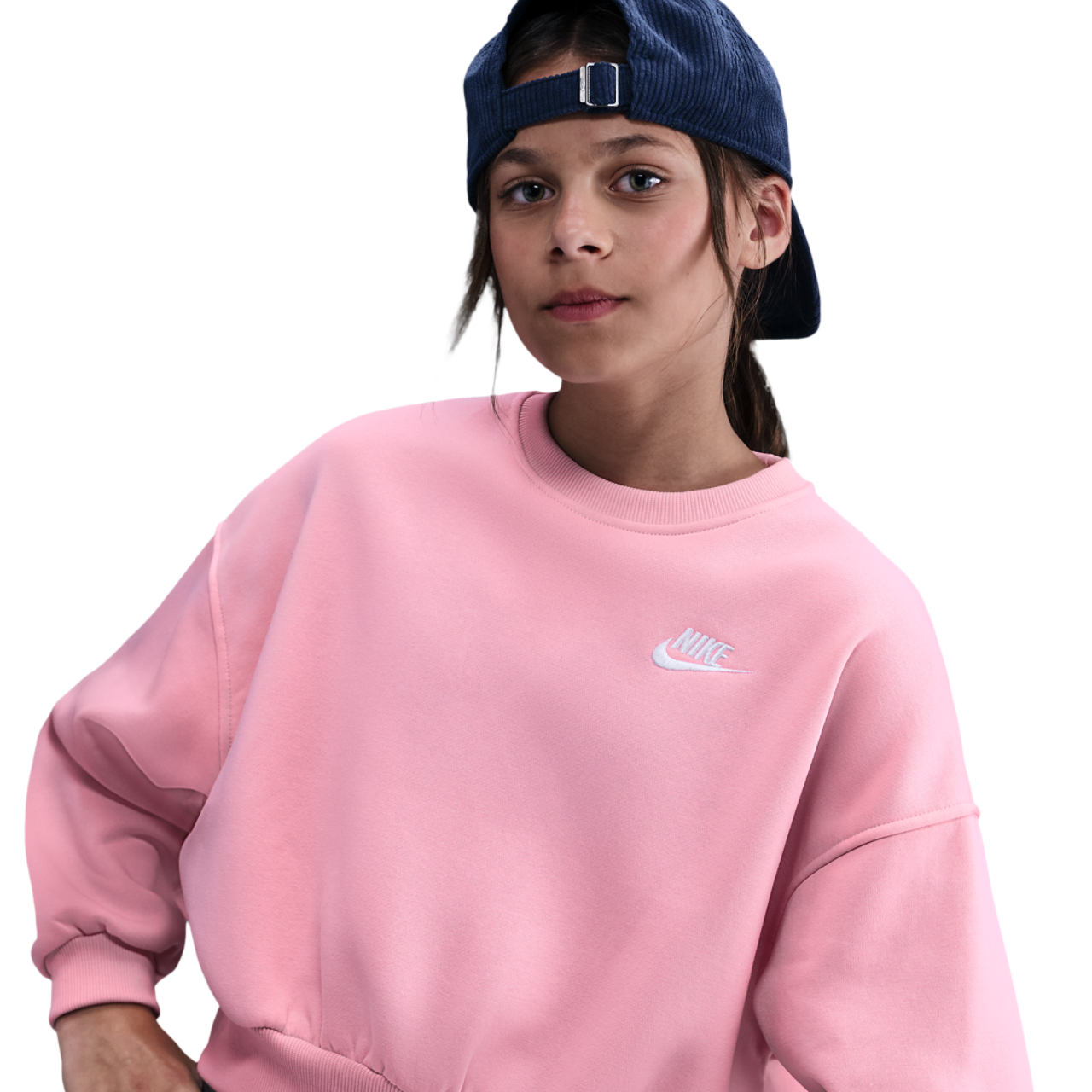 Nike NSW Club Fleece Boxy Crew LBR Image 1 of 4. Tap to open photo gallery.