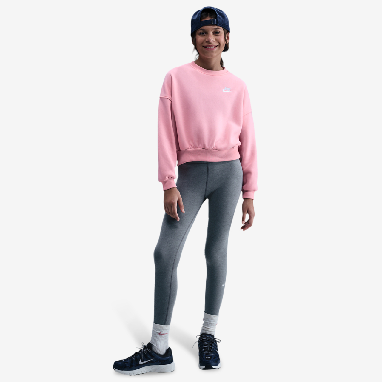 Nike NSW Club Fleece Boxy Crew LBR Image 3 of 4. Tap to open photo gallery.