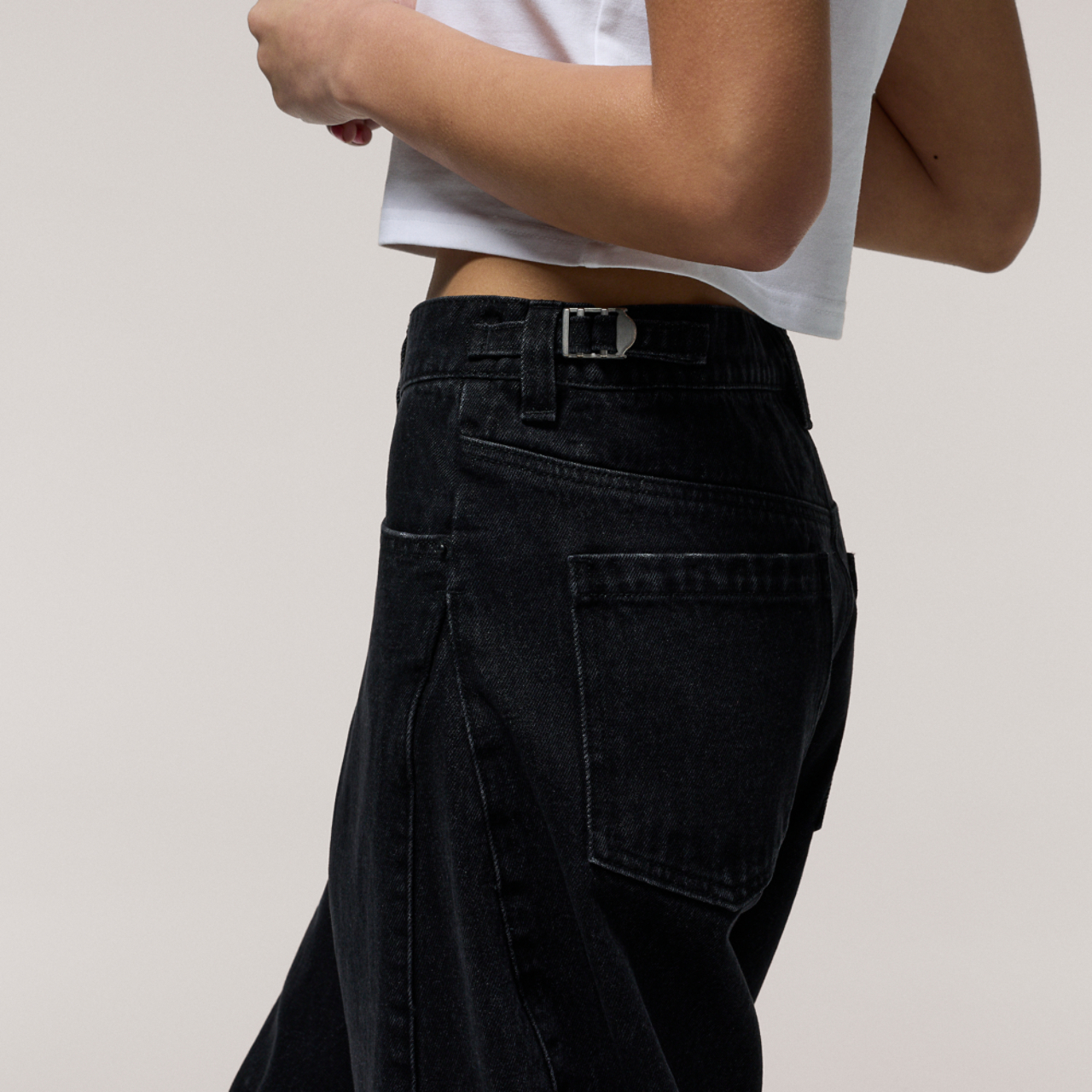 Cozi Denim Barrel Pants Image 3 of 9. Tap to open photo gallery.