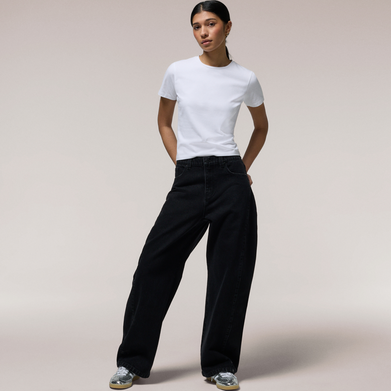 Cozi Denim Barrel Pants Image 4 of 9. Tap to open photo gallery.